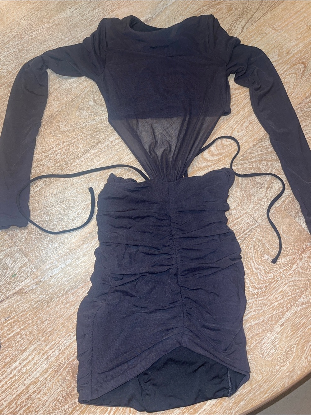 Oh Polly Dress charcoal grey sheer mesh cutout size 0